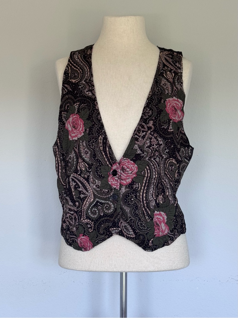 Vintage 90s Lee Winter Paisley Floral Vest - Picture 7 of 9